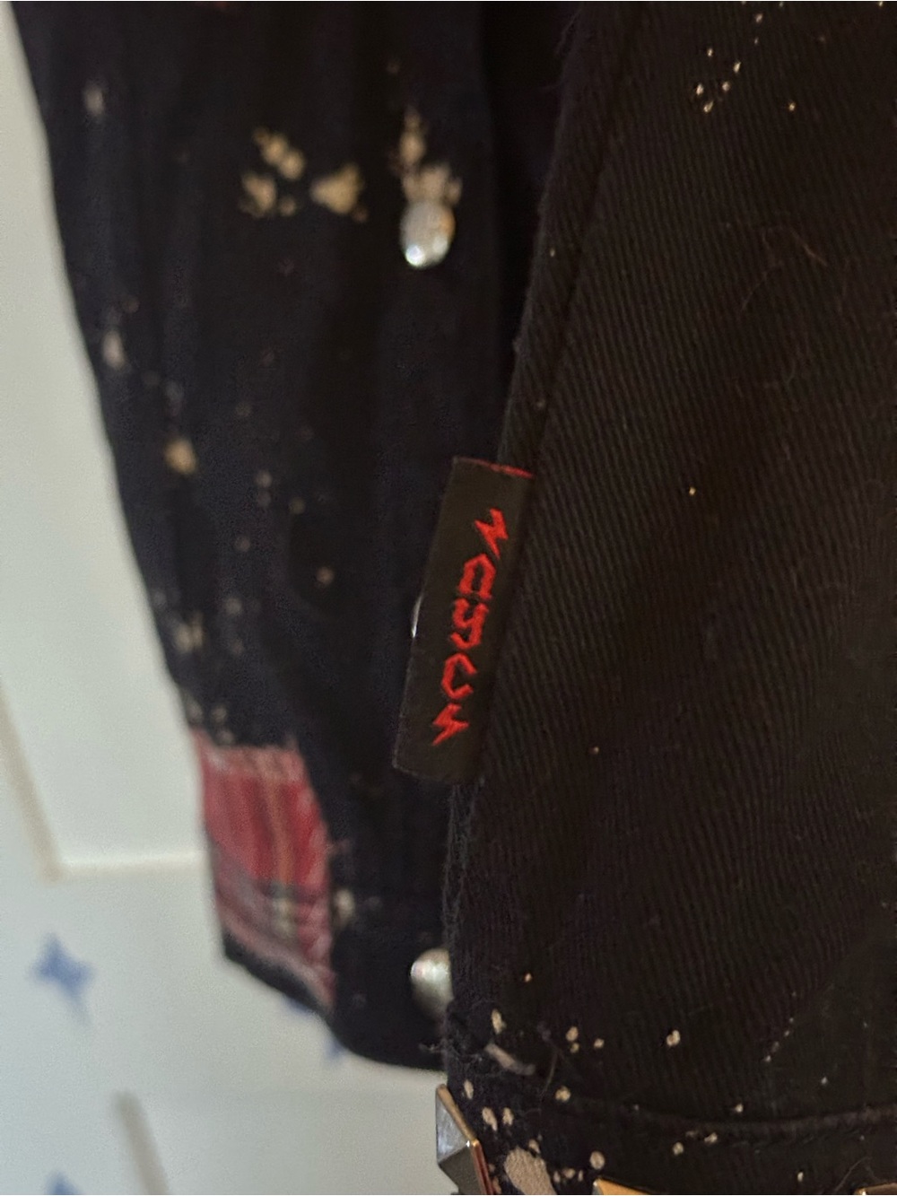 TRIPP NYC Hand-Studded Black Punk Patchwork Vest - Picture 2 of 5